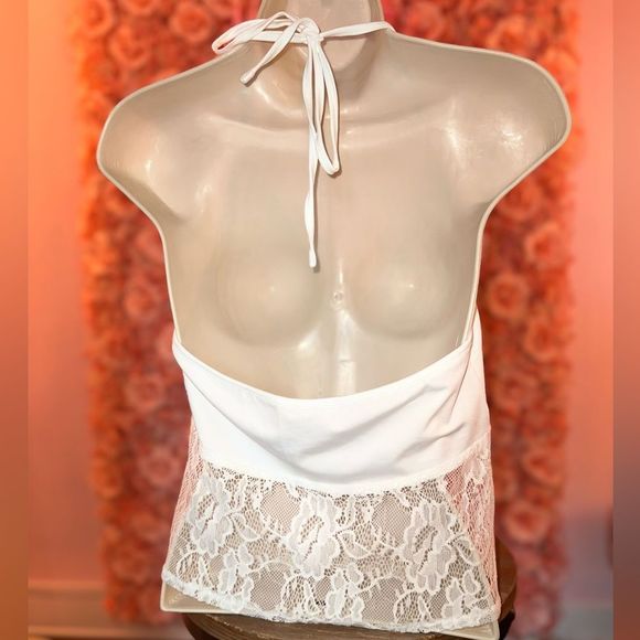 SHEIN (Medium) 🥳 5/$15 🥳 White Lace Tied Crop Top - Picture 6 of 6